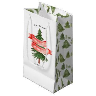 Wasserfarben Pine Tree Merry Little Birthday Kleine Geschenktüte