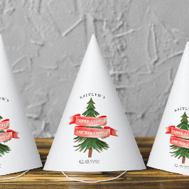 Wasserfarben Pine Tree Merry Little Birthday Partyhütchen