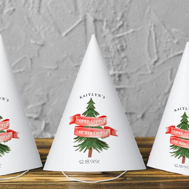 Wasserfarben Pine Tree Merry Little Birthday Partyhütchen (Von Creator hochgeladen)