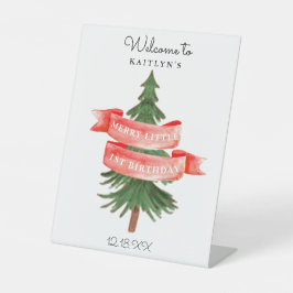 Wasserfarben Pine Tree Merry Little Birthday Sockelschild