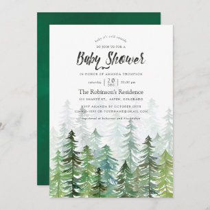 Wasserfarben Pine Trees Baby Dusche Einladung