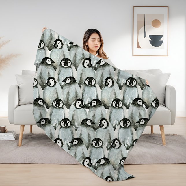 Wasserfarben-Pinguin-Muster Fleecedecke (Watercolor Penguin Pattern Fleece Blanket from Ricaso. A cosy throw in 3 sizes)