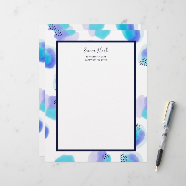 Wasserfarben Pinselstriche Letterhead Briefbogen (Vorderseite/Rückseite Beispiel)