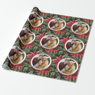 Wasserfarben-Poinsettia-Blume-Muster Foto Geschenkpapier