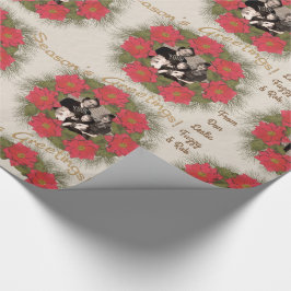 Wasserfarben Poinsettia Kranz mit Ihrem Foto Geschenkpapier