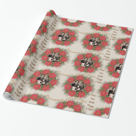 Wasserfarben Poinsettia Kranz mit Ihrem Foto Geschenkpapier