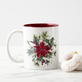 Wasserfarben-Poinsettien-Muster Zweifarbige Tasse