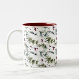 Wasserfarben-Poinsettien-Muster Zweifarbige Tasse