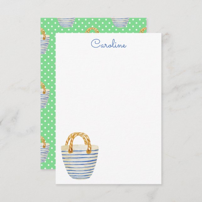 Wasserfarben-Polka-Dots-Beach-Beutel Dankeskarte (Vorne/Hinten)