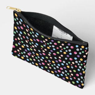 Wasserfarben-Polka-Punkte auf schwarz Zubehörtasche