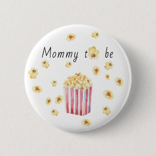 Wasserfarben-Popcorn-Baby-Party für werdende Mütte Button