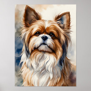 Wasserfarben-Porträt-Pose Süßer Shih Tzu Hund Poster