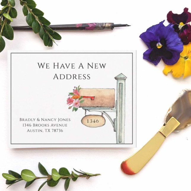 Wasserfarben-Postfach mit Blume Postkarte (Von Creator hochgeladen)