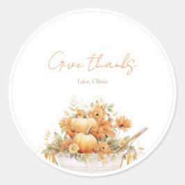 Wasserfarben-Pumpkin-Carriage Round-Baby-Dusche Runder Aufkleber