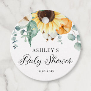 Wasserfarben-Pumpkin und Sonnenblumenfall-Babydusc Geschenkanhänger