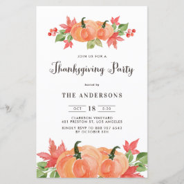 Wasserfarben Pumpkins Erntedank Einladung