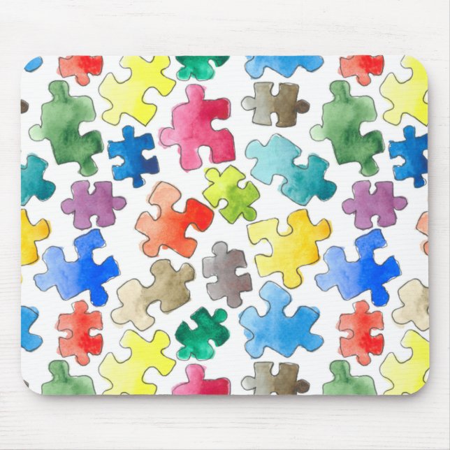 Wasserfarben Puzzleteile Mousepad (Vorne)