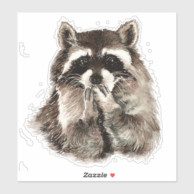 Wasserfarben Raccoon Blown Kisses Fantastische Ber Aufkleber (Blatt)
