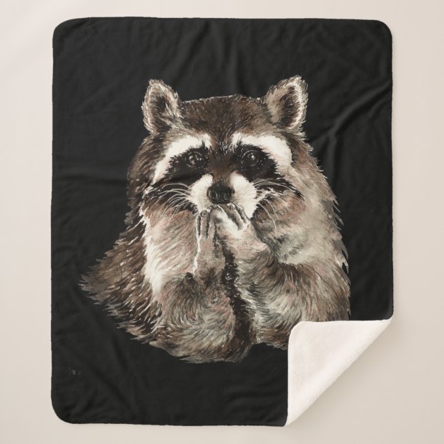 Wasserfarben Raccoon Blown Kisses Fantastische Ber Sherpadecke (Vorderseite)