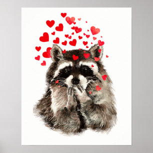 Wasserfarben Raccoon Blown Kisses Fantastische Tie Poster