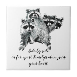 Wasserfarben-Raccoon-Familie Inspiration Zitat Fliese