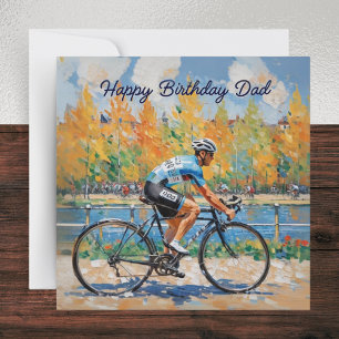 Wasserfarben-Radrennen-Fahrrad-Vater-Geburtstag Karte