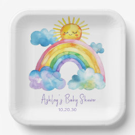 Wasserfarben Rainbow Baby Dusche Pappteller