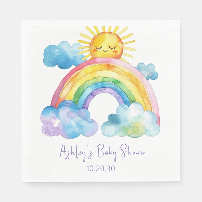 Wasserfarben Rainbow Baby Dusche Serviette (Vorderseite)