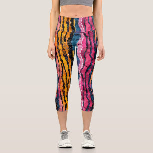 Wasserfarben Rainbow Tiger Streifen Capri Leggings