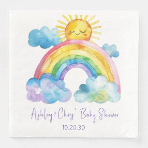 Wasserfarben-Regenbogen-Baby-Party Serviette
