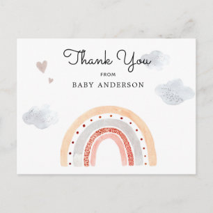 Wasserfarben-Regenbogen-Baby-Shower-Dankeskarten-P Postkarte