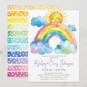 Wasserfarben-Regenbogen-Baby-Sprinkle-Einladung Einladung