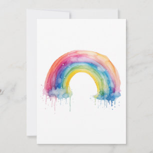Wasserfarben-Regenbogen-Flachkarte Einladung