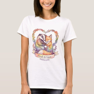 Wasserfarben-Regenbogen-Fuchs- und Dachsigel-Stolz T-Shirt