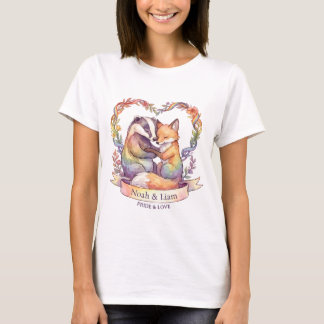 Wasserfarben-Regenbogen-Fuchs- und Dachsigel-Stolz T-Shirt
