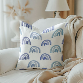 Wasserfarben-Regenbogen in blau reversible Kissen