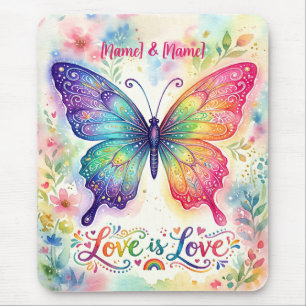 Wasserfarben-Regenbogen-Schmetterling "Liebe ist L Mousepad