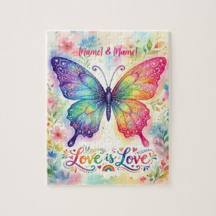 Wasserfarben-Regenbogen-Schmetterling "Liebe ist L Puzzle