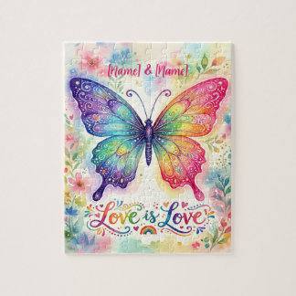 Wasserfarben-Regenbogen-Schmetterling "Liebe ist L Puzzle