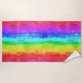 Wasserfarben Regenbogen Streifen Design Badetuch