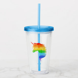 Wasserfarben-Regenbogen-Unicorn Acryltrinkbecher