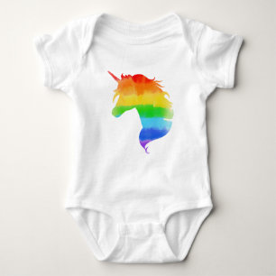 Wasserfarben-Regenbogen-Unicorn Baby Strampler