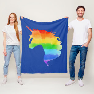 Wasserfarben-Regenbogen-Unicorn Fleecedecke