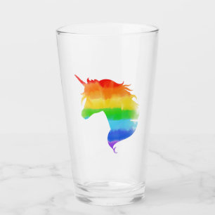Wasserfarben-Regenbogen-Unicorn Glas