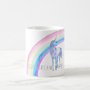 Wasserfarben-Regenbogen-Unicorn Kaffeetasse