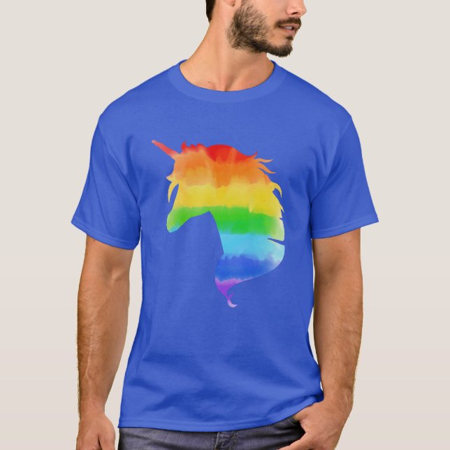Wasserfarben-Regenbogen-Unicorn T-Shirt (Vorderseite)