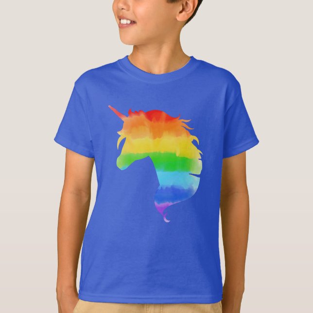 Wasserfarben-Regenbogen-Unicorn T-Shirt (Vorderseite)