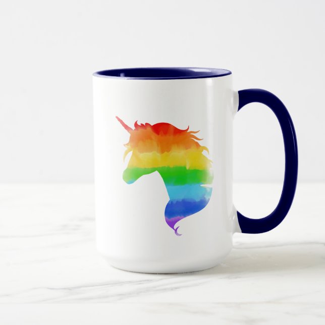 Wasserfarben-Regenbogen-Unicorn Tasse (Rechts)