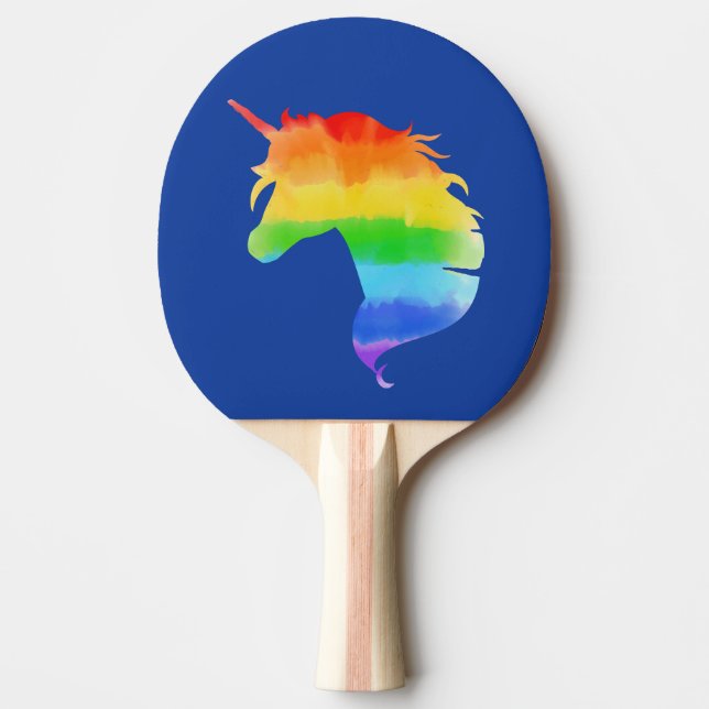 Wasserfarben-Regenbogen-Unicorn Tischtennis Schläger (Vorderseite)