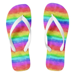Wasserfarben Regenbogenstreifen Design Flip Flops